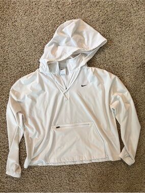 Nike White Hooded Half-Zip Athletic Top/Windbreaker